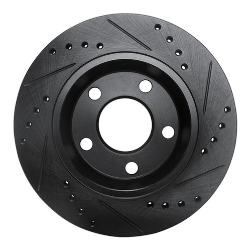 R1 85-91 Audi 5000CS Turbo Quattro Rear Left Drilled & Slotted Black Brake Rotor