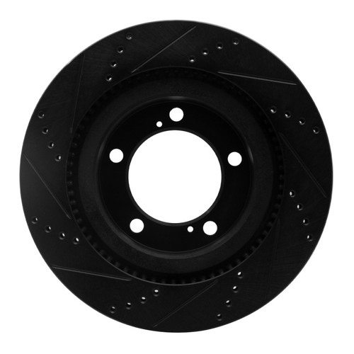 R1 07-22 Lexus LX570 Front Right Drilled & Slotted Black Brake Rotor