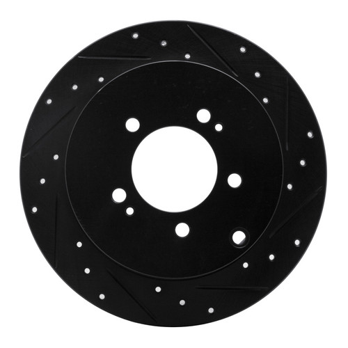 R1 07-15 Mitsubishi Lancer Rear Right Drilled & Slotted Black Brake Rotor