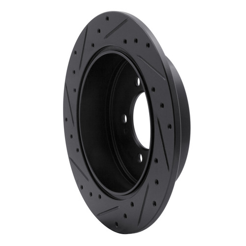 R1 07-15 Mitsubishi Lancer Rear Right Drilled & Slotted Black Brake Rotor