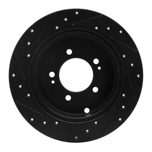 R1 07-15 Mitsubishi Lancer Rear Right Drilled & Slotted Black Brake Rotor