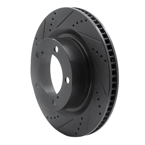 R1 07-22 Lexus LX570 Front Left Drilled & Slotted Black Brake Rotor