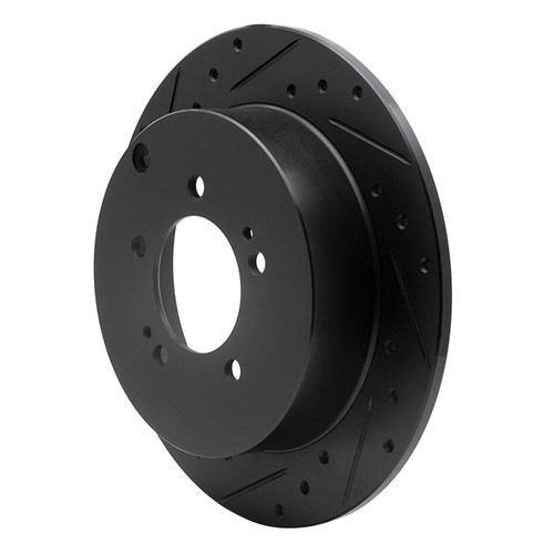 R1 07-15 Mitsubishi Outlander Rear Left Drilled & Slotted Black Brake Rotor