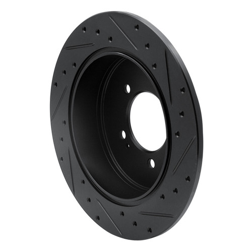 R1 07-15 Mitsubishi Outlander Rear Left Drilled & Slotted Black Brake Rotor