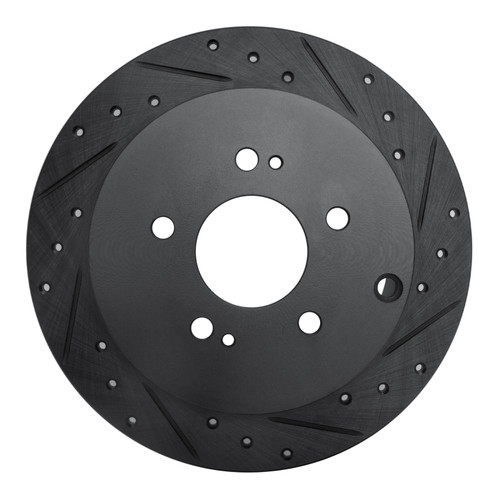 R1 04-11 Mitsubishi Endeavor Rear Right Drilled & Slotted Black Brake Rotor