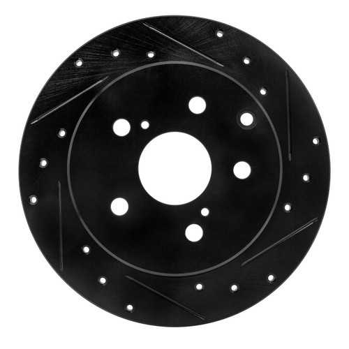 R1 06-18 Lexus HS250H Rear Right Drilled & Slotted Black Brake Rotor