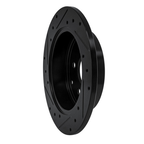 R1 06-18 Lexus HS250H Rear Right Drilled & Slotted Black Brake Rotor