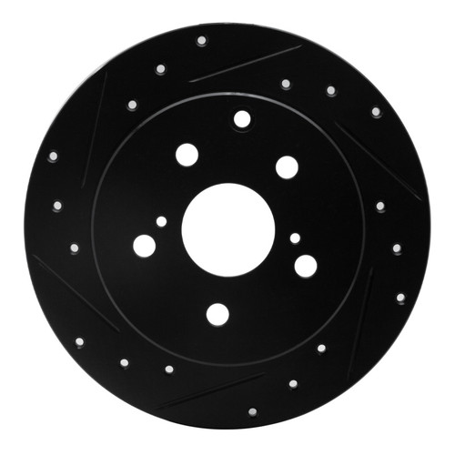 R1 06-18 Lexus HS250H Rear Left Drilled & Slotted Black Brake Rotor