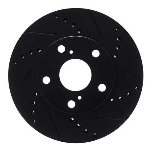 R1 05-15 Toyota Tacoma Front Right Drilled & Slotted Black Brake Rotor