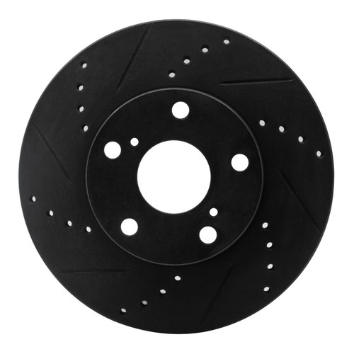 R1 05-15 Toyota Tacoma Front Left Drilled & Slotted Black Brake Rotor