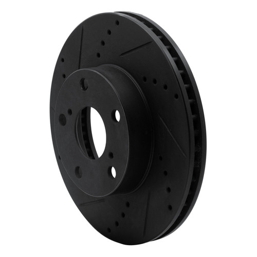 R1 05-15 Toyota Tacoma Front Left Drilled & Slotted Black Brake Rotor