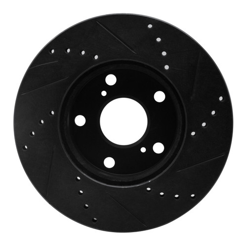 R1 05-15 Toyota Tacoma Front Left Drilled & Slotted Black Brake Rotor