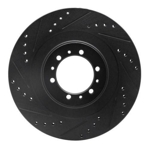 R1 98-04 Mitsubishi Montero Front Left Drilled & Slotted Black Brake Rotor