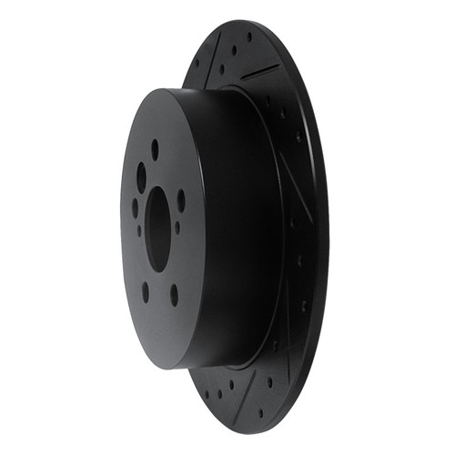 R1 04-05 Toyota RAV4 Rear Left Drilled & Slotted Black Brake Rotor