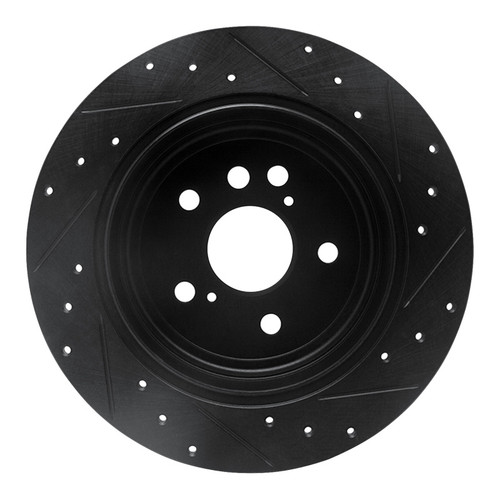 R1 04-05 Toyota RAV4 Rear Left Drilled & Slotted Black Brake Rotor