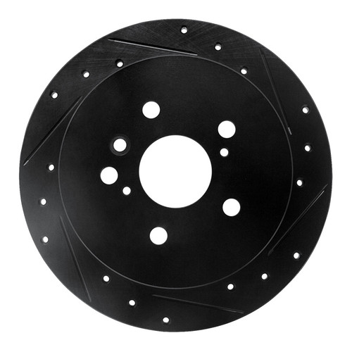 R1 04-10 Toyota SIENNA Rear Right Drilled & Slotted Black Brake Rotor