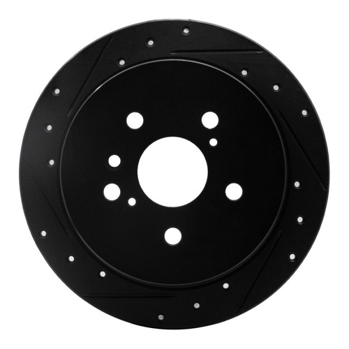 R1 04-10 Toyota SIENNA Rear Left Drilled & Slotted Black Brake Rotor