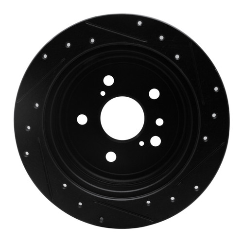 R1 04-10 Toyota SIENNA Rear Left Drilled & Slotted Black Brake Rotor