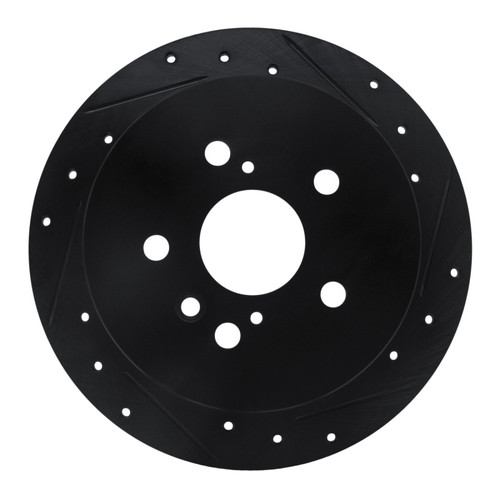 R1 04-09 Lexus RX330 Rear Right Drilled & Slotted Black Brake Rotor