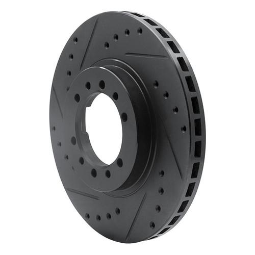 R1 90-04 Mitsubishi Montero Sport (USA/Canada) Front Left Drilled & Slotted Black Brake Rotor