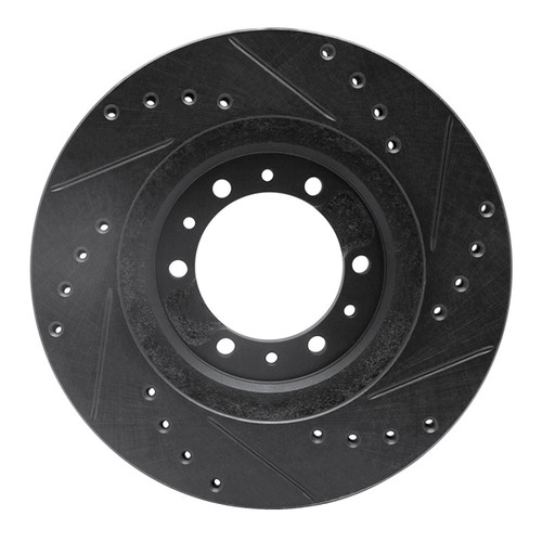 R1 90-04 Mitsubishi Montero Sport (USA/Canada) Front Left Drilled & Slotted Black Brake Rotor