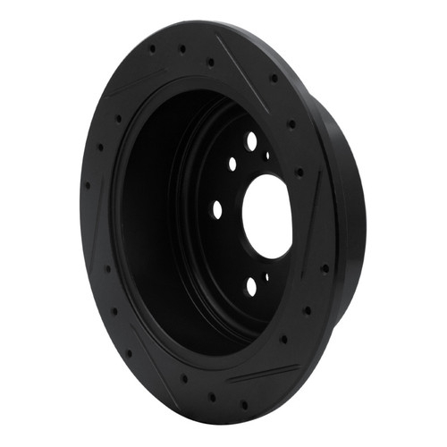 R1 04-09 Lexus RX350 Rear Left Drilled & Slotted Black Brake Rotor