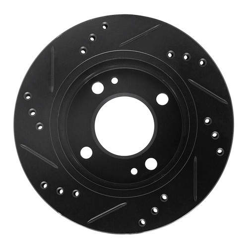 R1 14-15 Mitsubishi Mirage Front Right Drilled & Slotted Black Brake Rotor