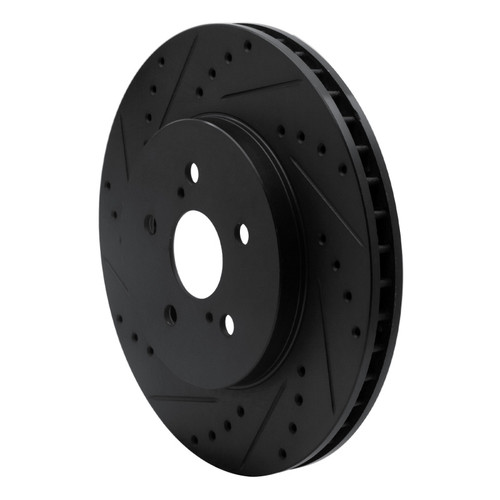 R1 04-09 Lexus RX350 Front Left Drilled & Slotted Black Brake Rotor