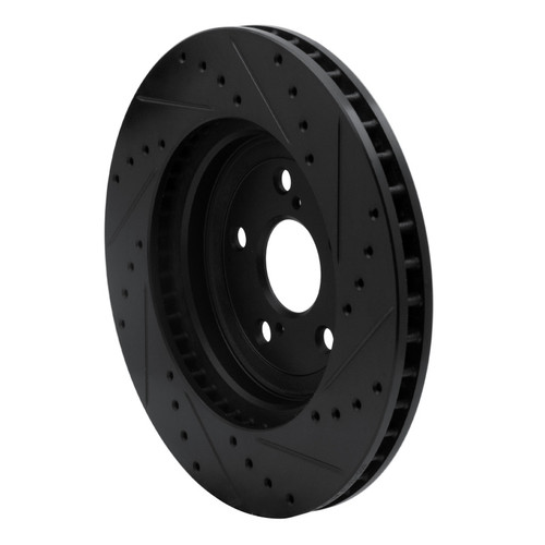 R1 04-09 Lexus RX350 Front Left Drilled & Slotted Black Brake Rotor