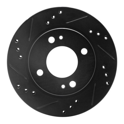 R1 14-15 Mitsubishi Mirage Front Left Drilled & Slotted Black Brake Rotor