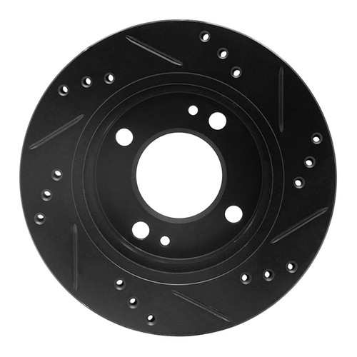 R1 14-15 Mitsubishi Mirage Front Left Drilled & Slotted Black Brake Rotor