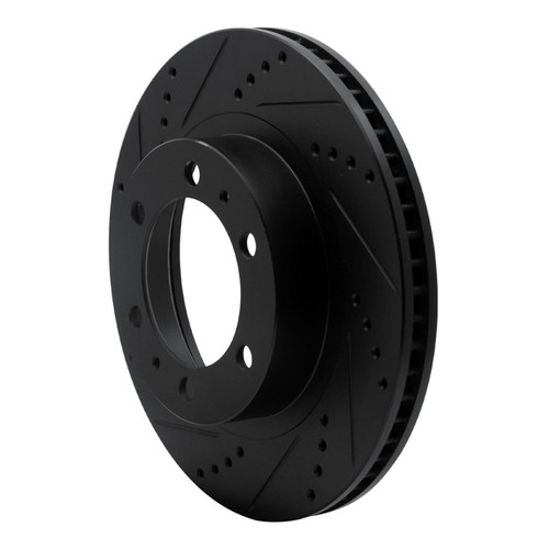 R1 03-23 Toyota Tacoma Front Left Drilled & Slotted Black Brake Rotor