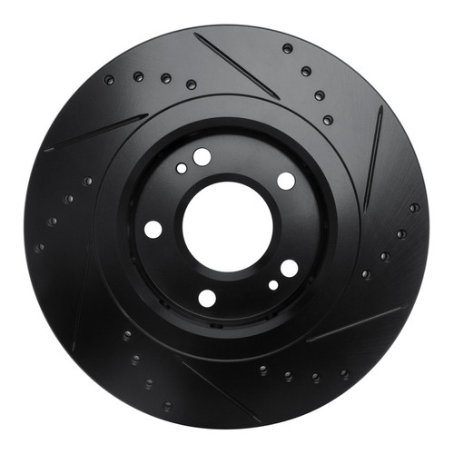 R1 09-15 Mitsubishi Lancer Front Right Drilled & Slotted Black Brake Rotor
