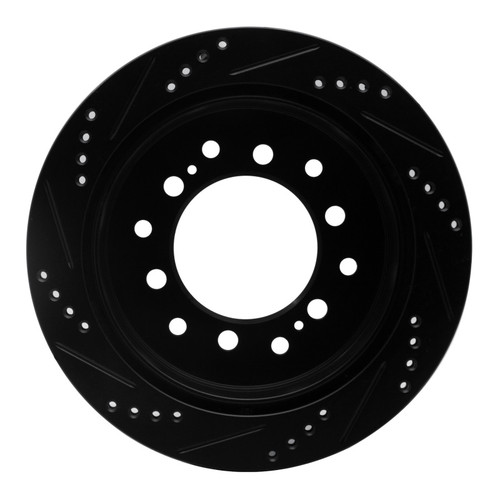 R1 01-09 Lexus GX470 Rear Right Drilled & Slotted Black Brake Rotor