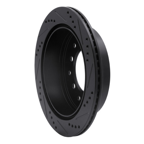 R1 01-09 Lexus GX470 Rear Left Drilled & Slotted Black Brake Rotor