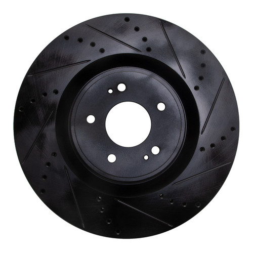 R1 08-15 Mitsubishi Lancer Front Right Drilled & Slotted Black Brake Rotor