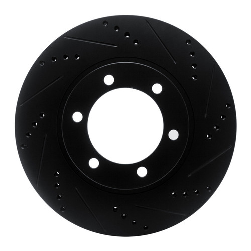 R1 03-09 Lexus GX470 Front Right Drilled & Slotted Black Brake Rotor