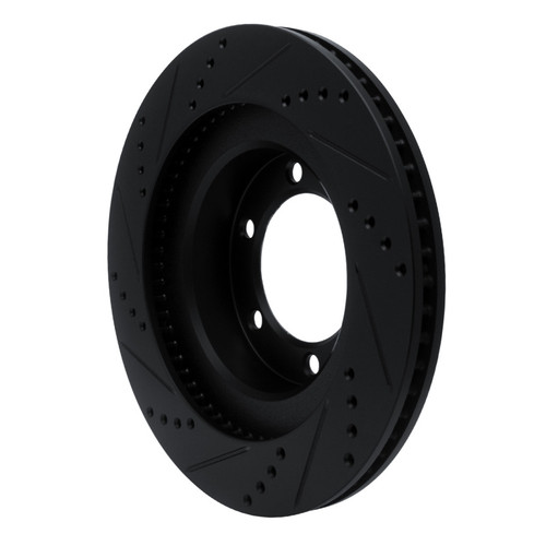 R1 03-09 Lexus GX470 Front Right Drilled & Slotted Black Brake Rotor