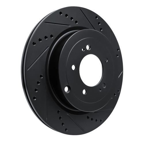 R1 08-15 Mitsubishi Lancer Rear Right Drilled & Slotted Black Brake Rotor