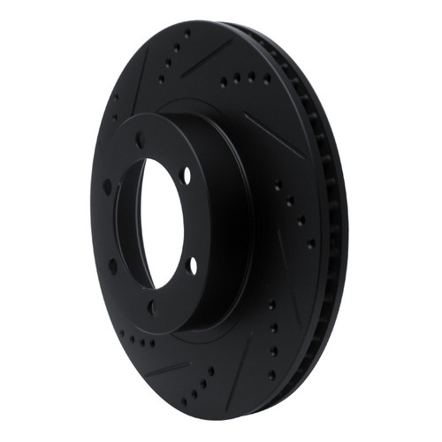 R1 03-09 Lexus GX470 Front Left Drilled & Slotted Black Brake Rotor