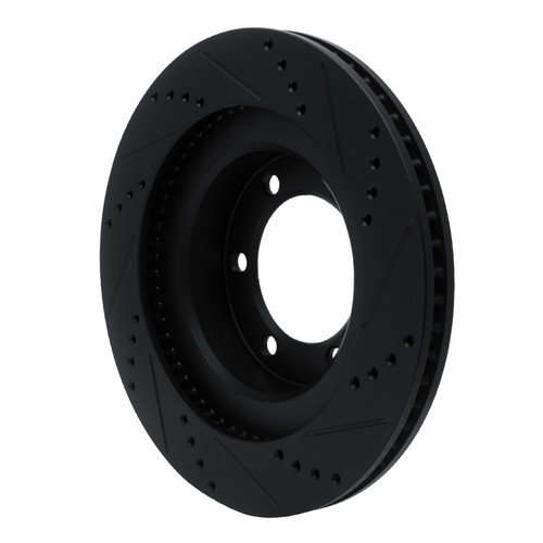 R1 03-09 Lexus GX470 Front Left Drilled & Slotted Black Brake Rotor