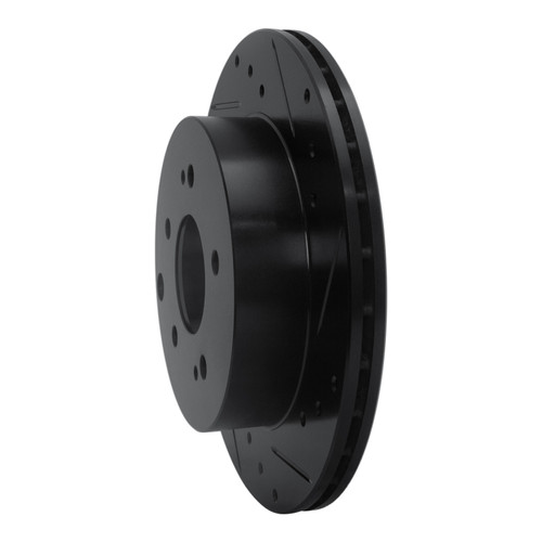 R1 06-12 Mitsubishi Eclipse Rear Right Drilled & Slotted Black Brake Rotor