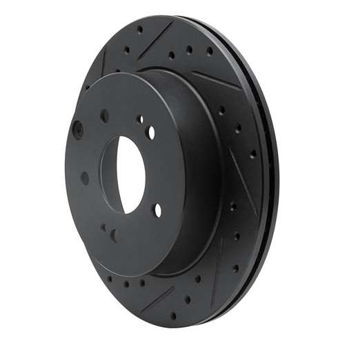 R1 06-12 Mitsubishi Eclipse Rear Left Drilled & Slotted Black Brake Rotor