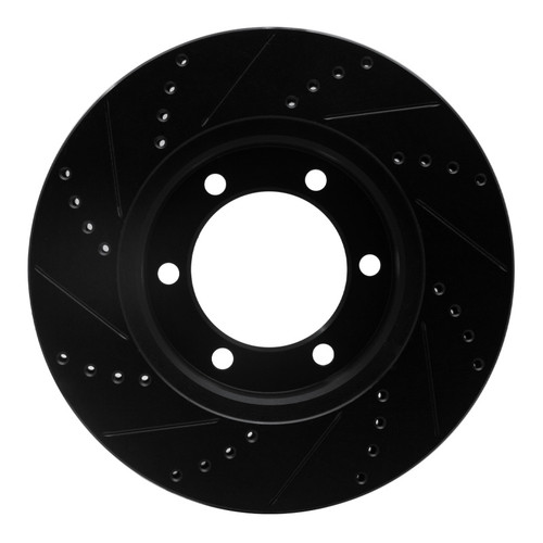 R1 00-07 Toyota SEQUOIA Front Right Drilled & Slotted Black Brake Rotor