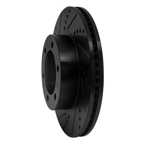 R1 00-07 Toyota TUNDRA Front Left Drilled & Slotted Black Brake Rotor