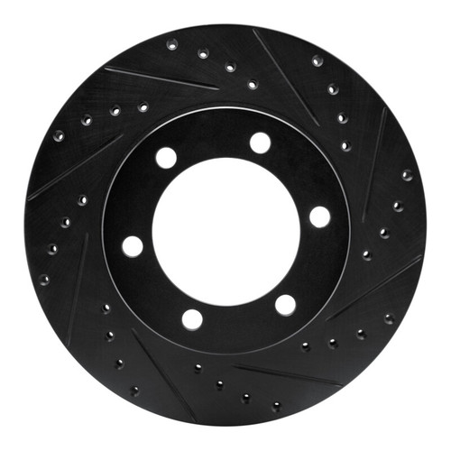 R1 95-04 Toyota Tacoma Front Right Drilled & Slotted Black Brake Rotor