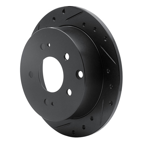 R1 04-12 Mitsubishi Eclipse Rear Left Drilled & Slotted Black Brake Rotor