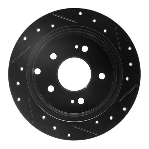 R1 04-12 Mitsubishi Eclipse Rear Left Drilled & Slotted Black Brake Rotor