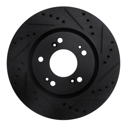 R1 04-12 Mitsubishi Eclipse Front Right Drilled & Slotted Black Brake Rotor