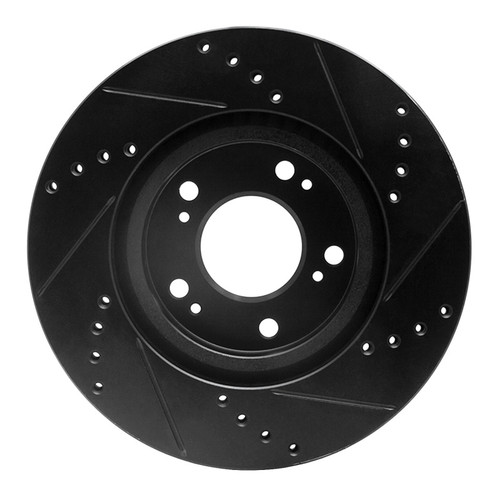 R1 04-12 Mitsubishi Galant Front Left Drilled & Slotted Black Brake Rotor
